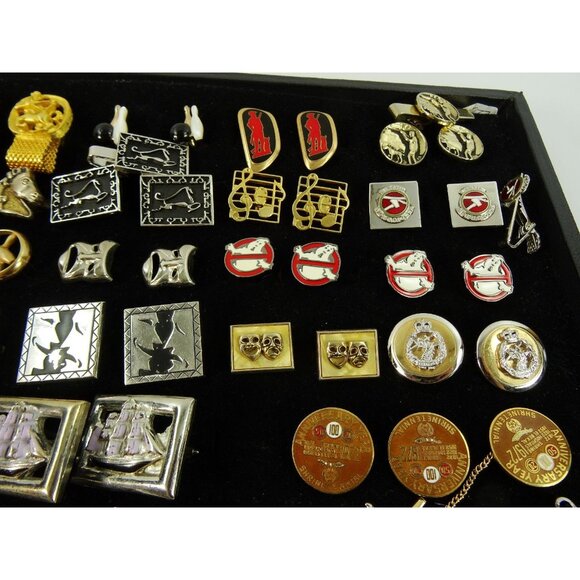 Huge Lot of Cufflinks 33 Pairs Vintage and Designer Cuff Links w Tray - Picture 4 of 7